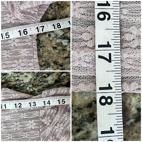 G & D Blush Pink Sheer Lace Crop Top XL Romantic Y2K Feminine Soft Girl Boho - Picture 6 of 9